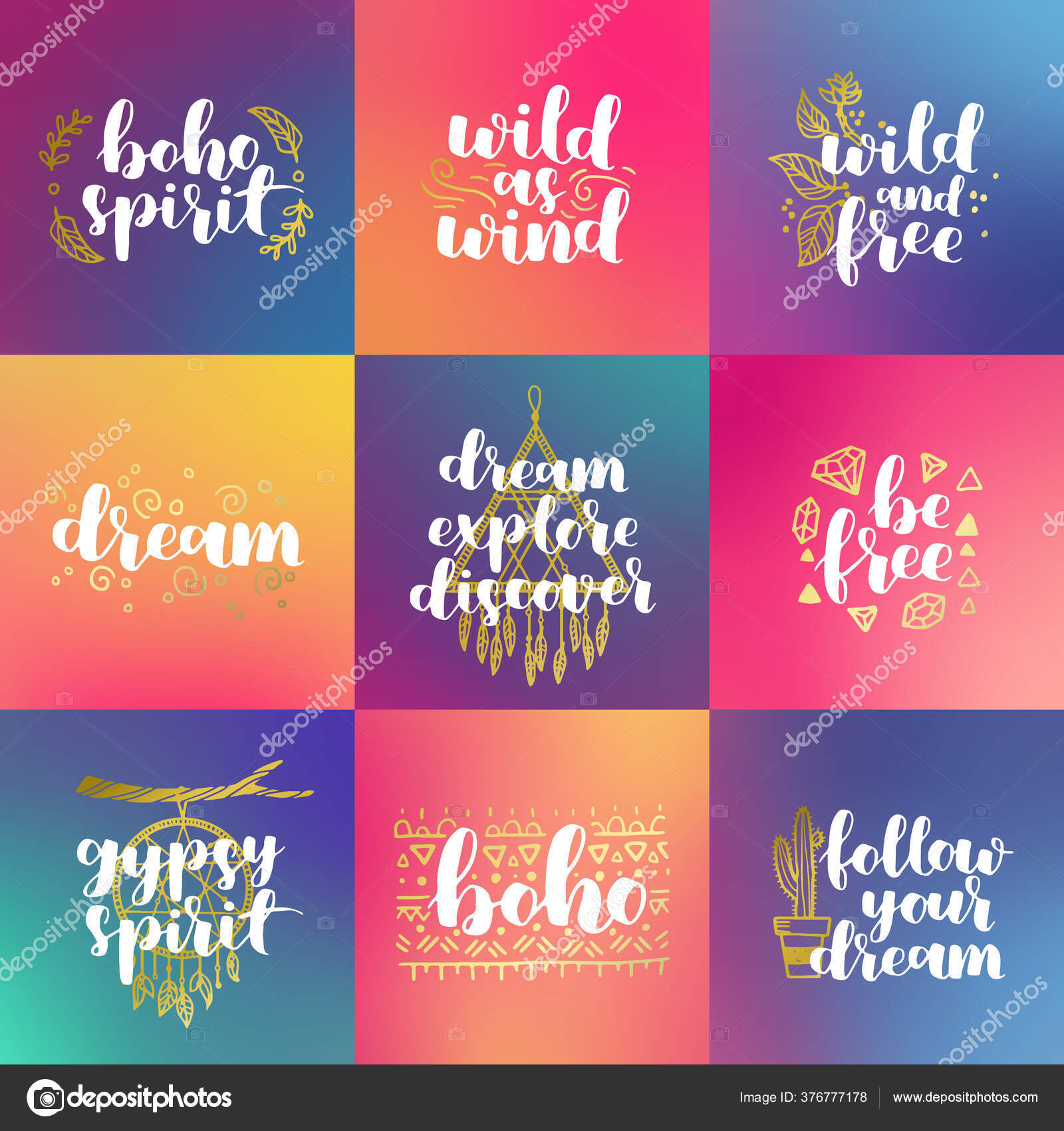 Håndtegnede Sitater Vill Ånd Sigøyner Være Gratis Fraser Kort Eller  stockvektor © tanyabosyk@gmail.com #376777178, image size:1600x1700