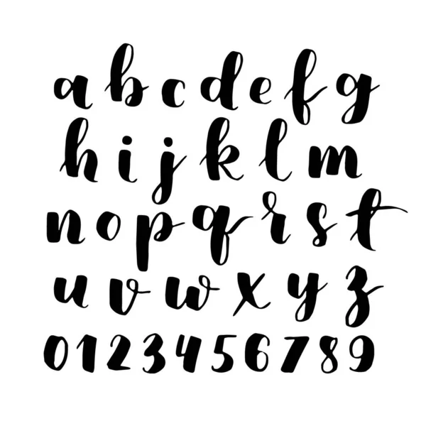 Black White Hand Lettering Alphabet Design Handwritten Brush Script Modern — Stock Vector