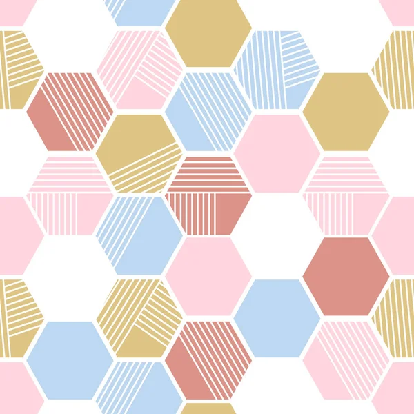 Modelo Repetición Sin Costuras Geométricas Con Formas Hexagonales Colores Pastel — Vector de stock