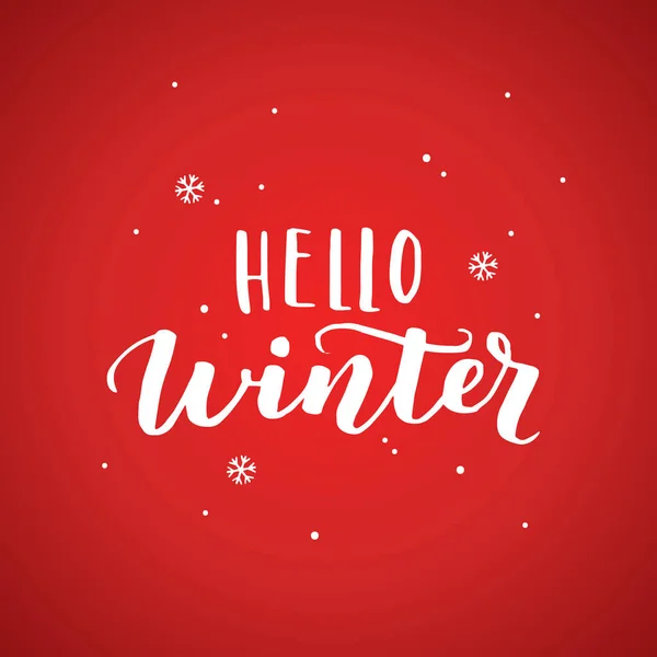 Hallo Winter 2017 Weiße Typografie Auf Rotem Hintergrund Grußkarten Design — Stockvektor