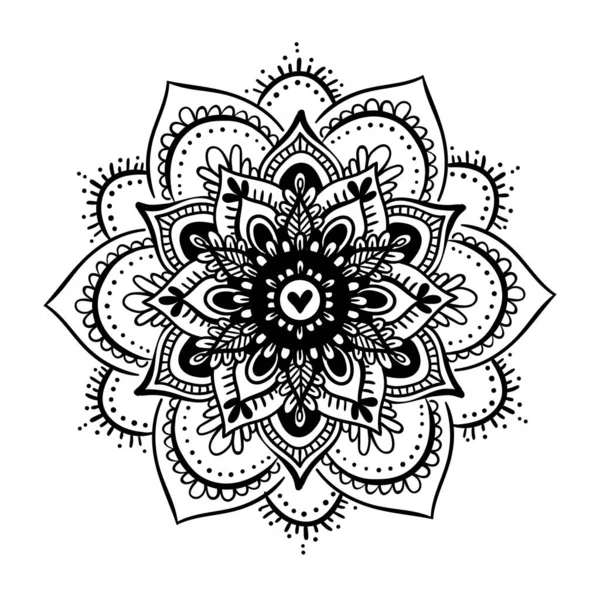 Negru Izolat Etnic Mandala Design Pagina Colorat Stres Pentru Adulți — Vector de stoc