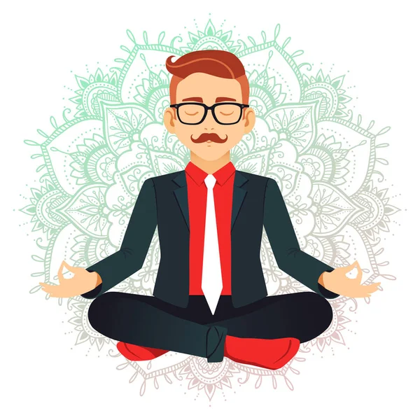 Mediterer Kontorarbeider Drømmende Mandala Bakgrunn Yogaillustrasjon – stockvektor