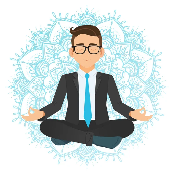 Mediterer Kontorarbeider Drømmende Mandala Bakgrunn Yogaillustrasjon – stockvektor