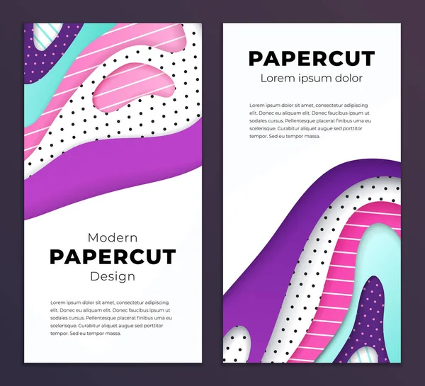 Plantilla Diseño Corte Papel Geométrico Abstracto Líneas Puntos Con Ultravioleta — Vector de stock