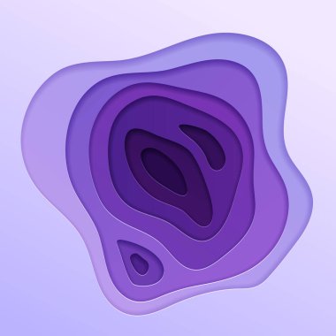 Mor ötesi renk şemasında soyut vektör arkaplanı. Çok katmanlı kağıt kesiği illüstrasyonu. Geniş ekran için 3d mor dokuyu kes.