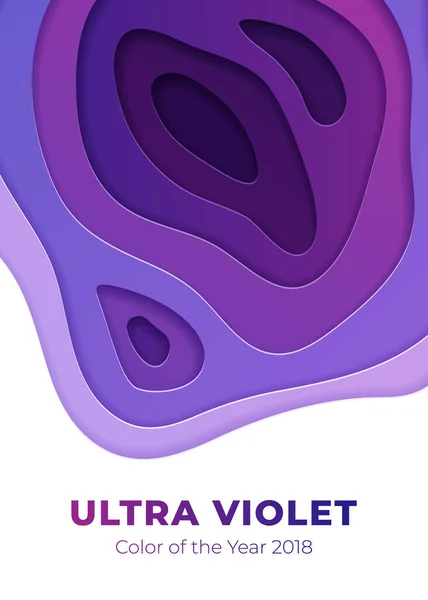 Abstrakt Bakgrunn Trendy Ultrafiolett Fargeskjema Illustrasjon Med Flere Lag Papp – stockvektor