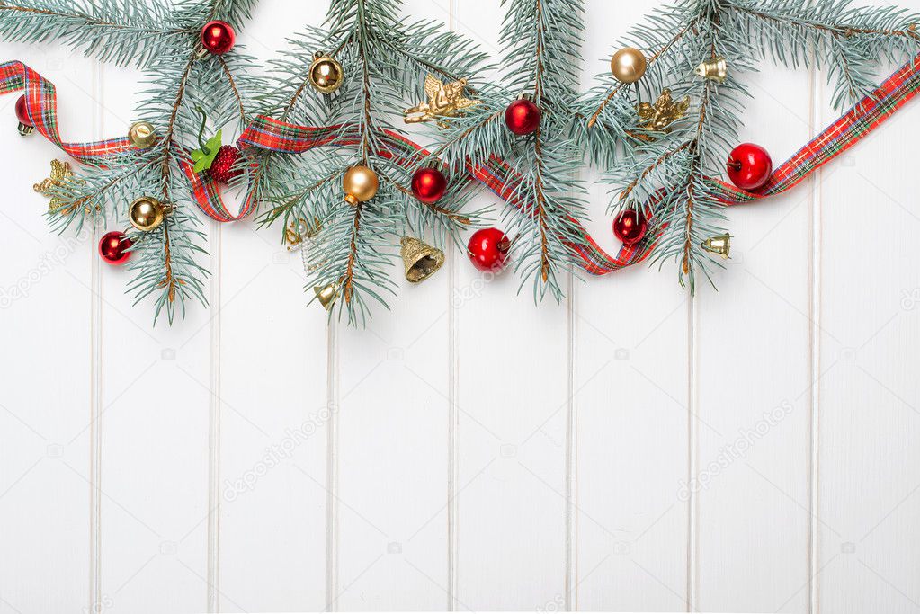 Christmas background. Wooden background.