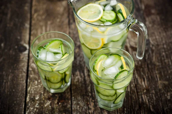 Detox water with cucumber and lemon .