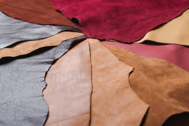 Pieces of colorful leather. clipart