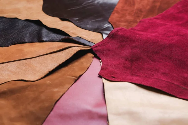 Pieces of colorful leather. — Stock Photo, Image