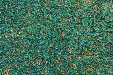 Eski paslı metal arka plan rengi boya dökülüyor doku ile.