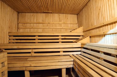 Spa merkezinde geleneksel Rus hamamı. Banyonun içi. Köy banyosu