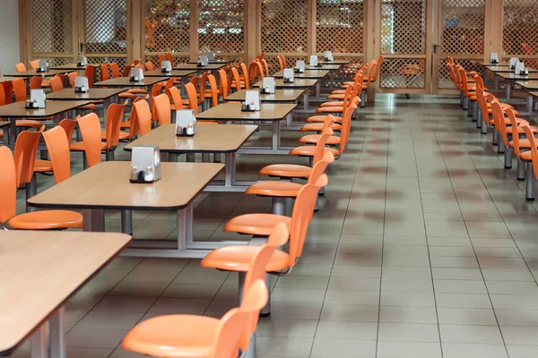 Cafeteria Canteen Interior School Cafeteria Factory Canteen Chairs Tables Nobody — Stock Photo, Image