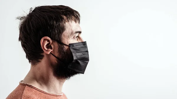 Епідемія Коронавірусу Людина Медичною Маскою Обличчя Захисту Від Зараження Вірусом — стокове фото