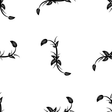 Kroki ile Seamless Modeli çiçekler ve yapraklar. Elle çizilmiş