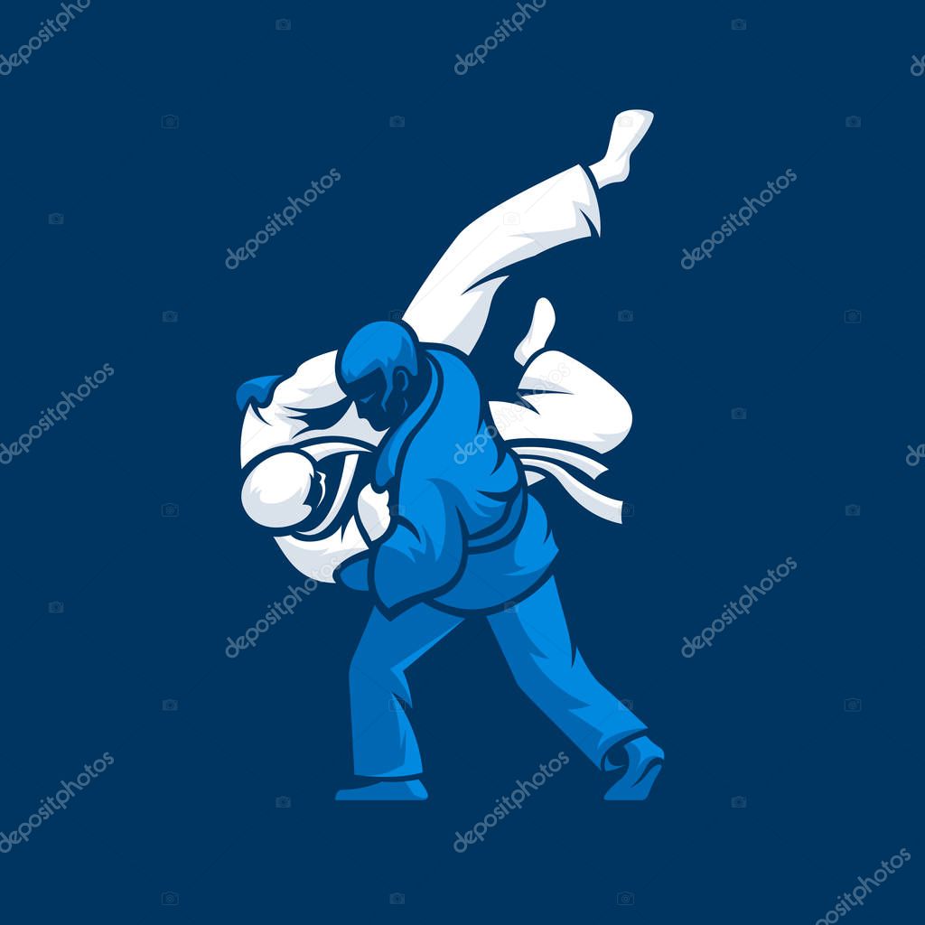Fighting logo. Judo sport emblem