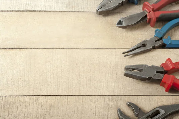 Construction tools on wooden background.Copy space for text. — Stock Photo, Image