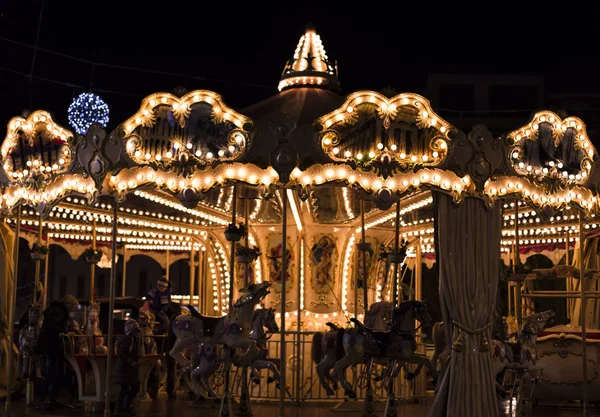 Dreamy magical night lights of a carousel — Stock Photo, Image