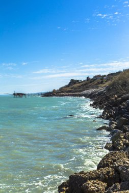 Platformu trabucco San Vito Chietino, Abruzzo, İtalya içinde olarak bilinen Balık tutma