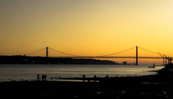 Atemberaubender Sonnenuntergang Tago Fluss Lisbon — Stockfoto