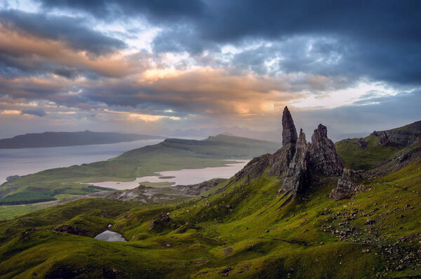 Storr rocks in sunset