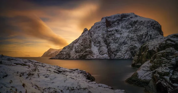 Andstabbvika kış günbatımı — Stok fotoğraf
