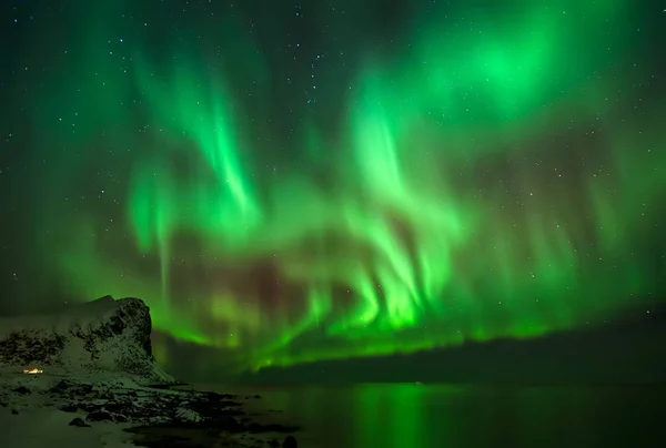 Polarlichter über Myrland — Stockfoto