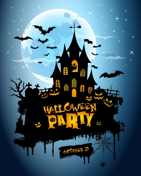 Fundo de Halloween com casa assombrada — Vetor de Stock