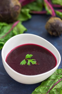 Pancar çorbası yakın çekim