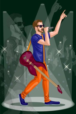 Adam müzik grubu performans gitar çalmak