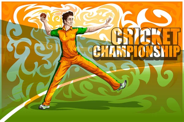 Concept de sportif jouant au cricket — Image vectorielle