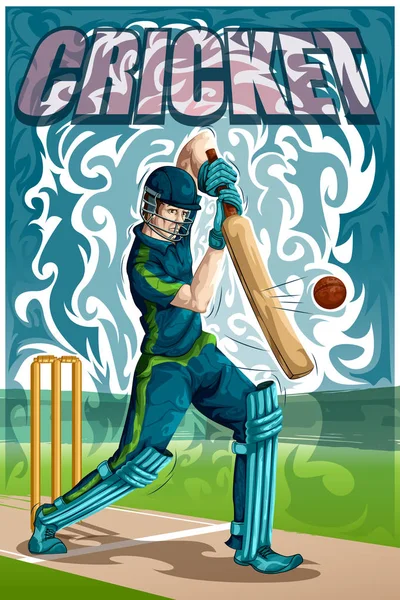 Concept de sportif jouant au cricket — Image vectorielle