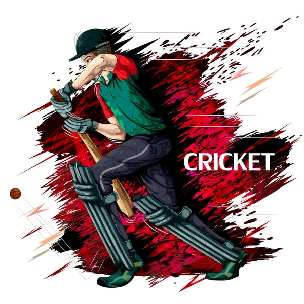 Concept de sportif jouant au cricket — Image vectorielle