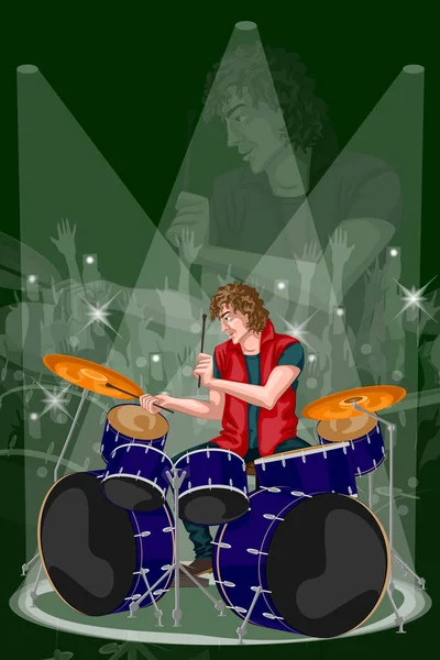 Stock vector Man playing drums in Music band performance