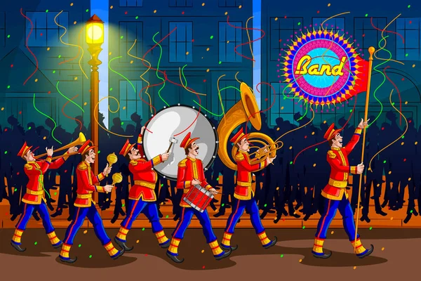 Marchando Música Brass Band para celebração do festival —  Vetores de Stock