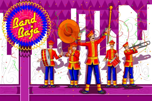 Marching Music Brass Band per la celebrazione del festival — Vettoriale Stock