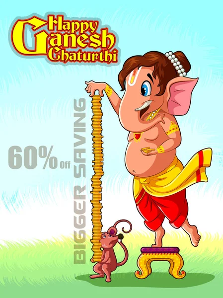 Hindistan arka plan Lord Ganpati ile satış promosyon reklam için mutlu Ganesh Chaturthi Festivali