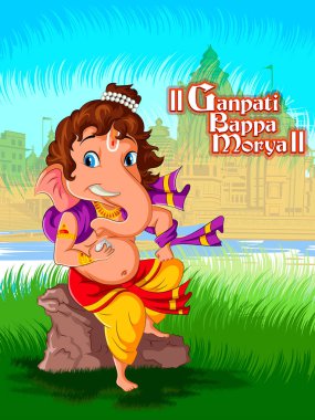 Hindistan arka plan Lord Ganpati ile mutlu Ganesh Chaturthi Festivali