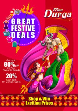 Mutlu Durga Puja Hindistan tatil festival anlaşma promosyon arka plan