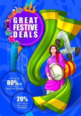 Mutlu Durga Puja Hindistan tatil festival anlaşma promosyon arka plan