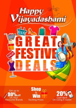 Mutlu Durga Puja Hindistan tatil festival anlaşma promosyon arka plan