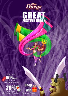 Mutlu Durga Puja Hindistan tatil festival anlaşma promosyon arka plan