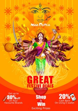 Mutlu Durga Puja Hindistan tatil festival anlaşma promosyon arka plan
