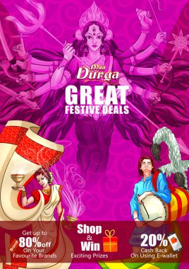 Mutlu Durga Puja Hindistan tatil festival anlaşma promosyon arka plan