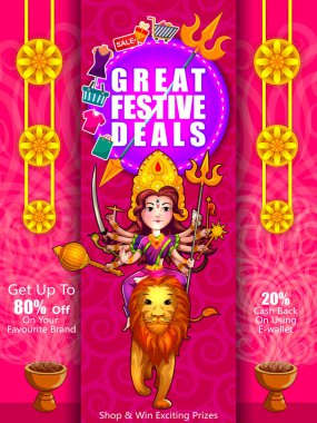 Mutlu Durga Puja Hindistan tatil festival anlaşma promosyon arka plan