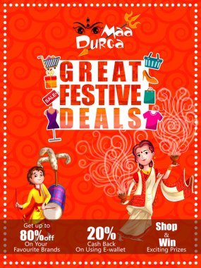 Mutlu Durga Puja Hindistan tatil festival anlaşma promosyon arka plan