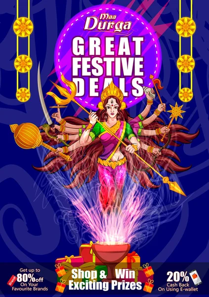 Mutlu Durga Puja Hindistan tatil festival anlaşma promosyon arka plan