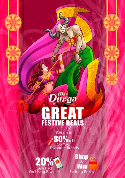 Mutlu Durga Puja Hindistan tatil festival anlaşma promosyon arka plan