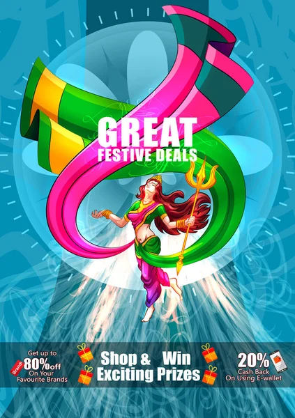 Mutlu Durga Puja Hindistan tatil festival anlaşma promosyon arka plan