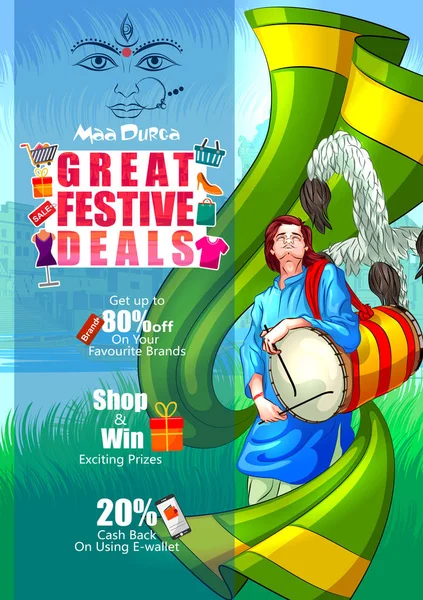 Mutlu Durga Puja Hindistan tatil festival anlaşma promosyon arka plan